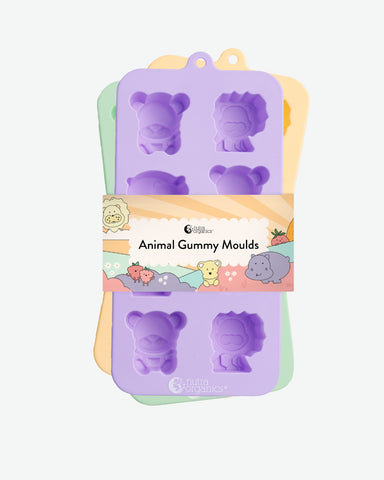 Nutra Organics Silicone Gummy Moulds with animal shapes in packaging on a white background